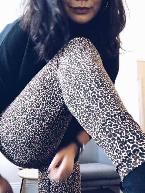 Ming-Zhu Hii wearing leopard-print  leggings