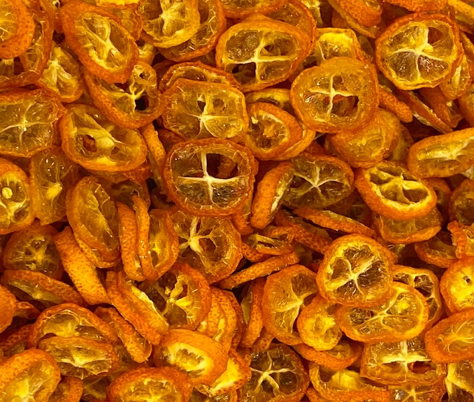 Natural dried cumquat slices.