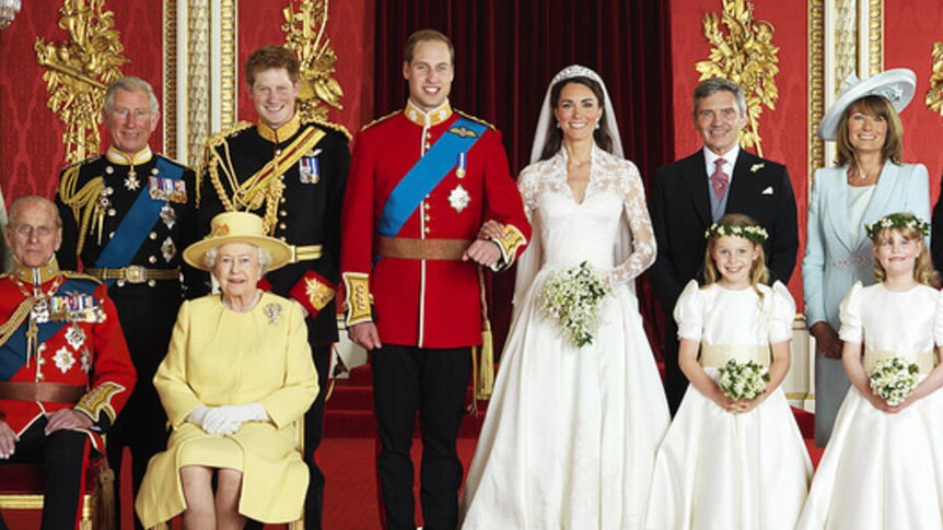 Official group photo of the royal wedding party