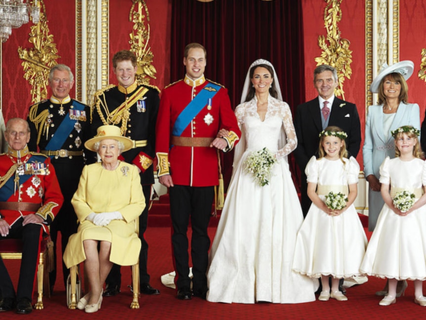 Official group photo of the royal wedding party