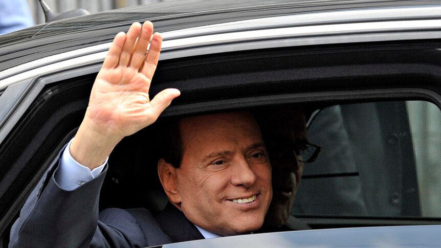 Berlusconi leaves Justice Palace