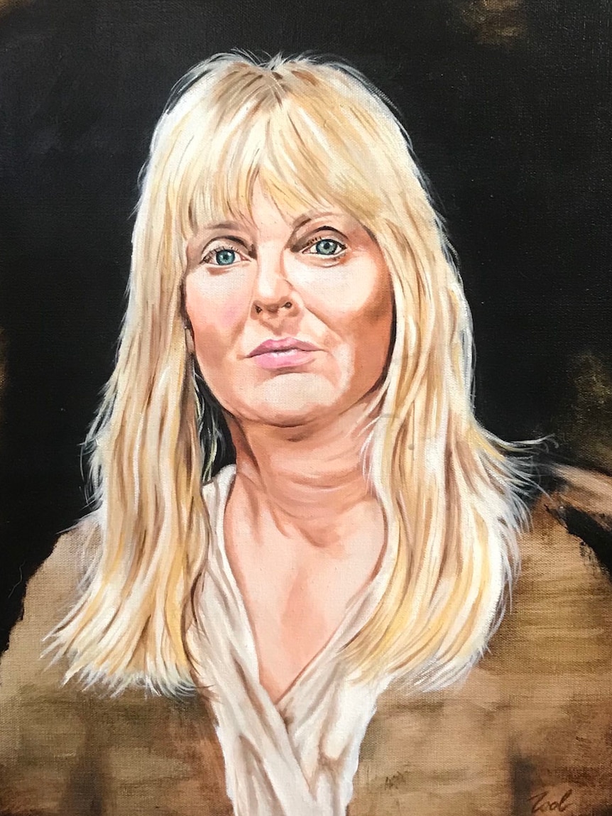 A painting of a woman with blonde hair