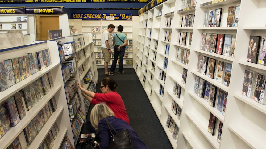 People buy the rental DVDs during the store's last week,