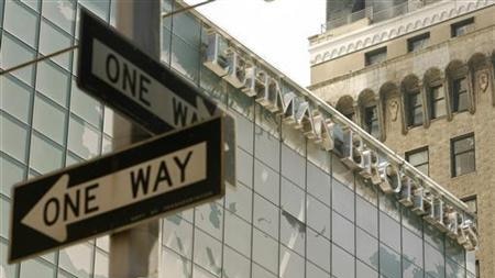 The exterior of the world headquarters for Lehman Brothers can be seen in New York