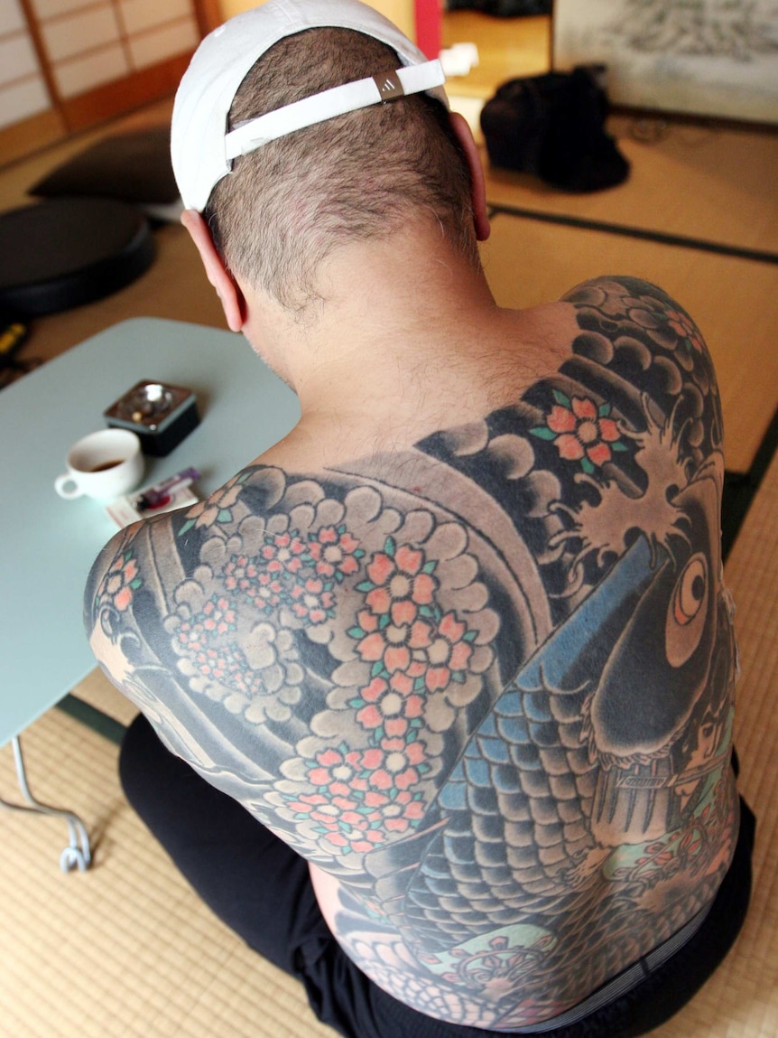 Tattoo on the back of former Yakuza crime boss