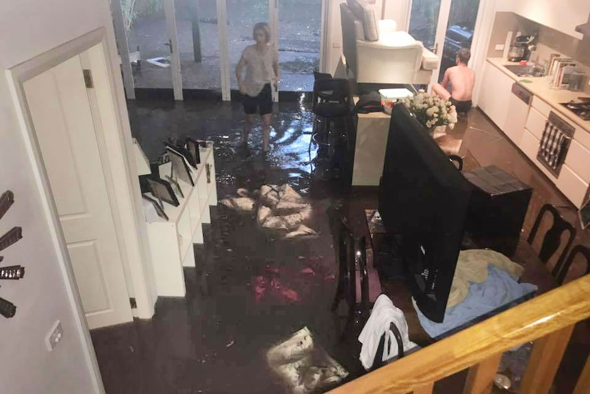 A flooded lounge room