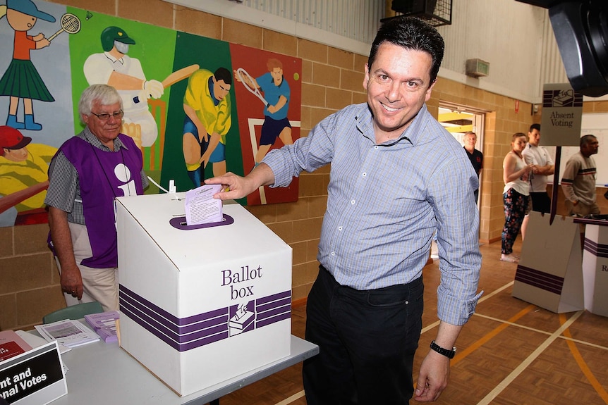 Nick Xenophon casts his vote in the electorate of Sturt on election day on September 7, 2013 in Adelaide, Australia.