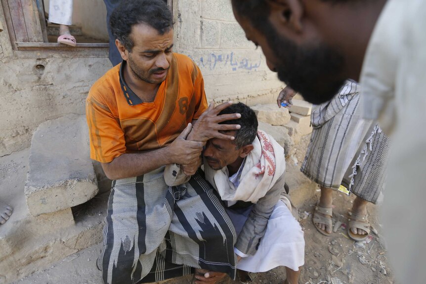 Relatives of a man killed in Saudi-led airstrike in Yemen