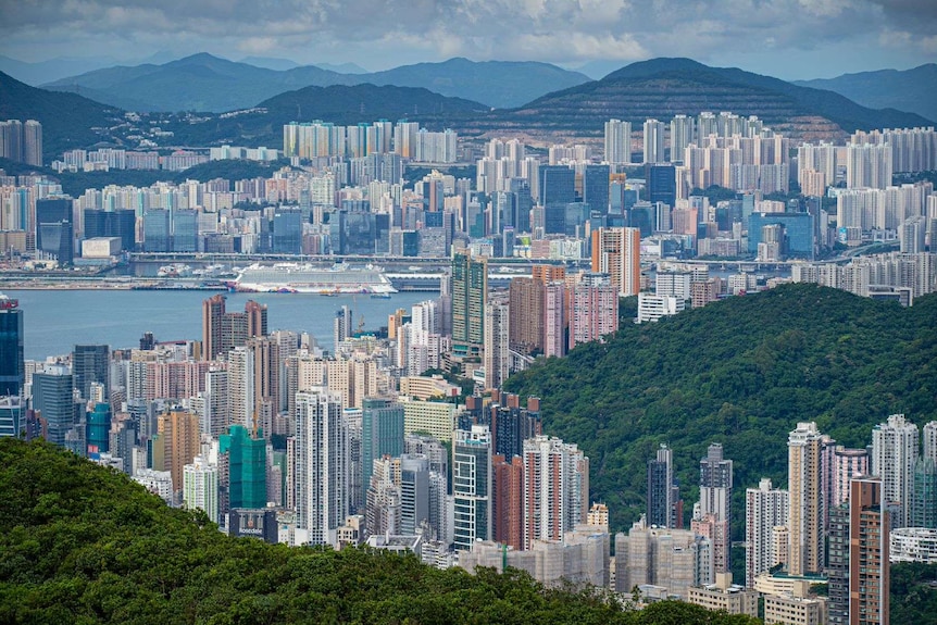 Hong Kong's skyline from a high viewpoint.