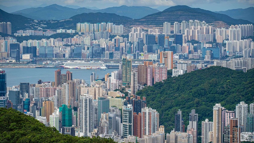 Hong Kong's skyline from a high viewpoint.