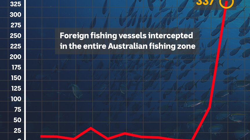A graph showing that 337 boats have been intercepted in Australian waters so far this year.