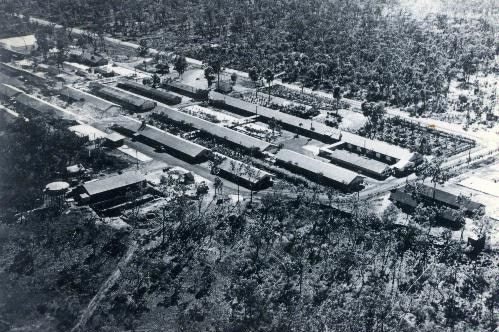 A black and white aerial photo of Berrimah.