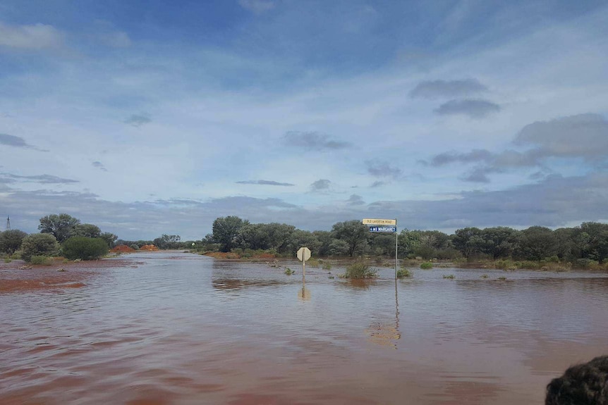 Flooded road near Mount Margaret, in the Northern Goldfields.
