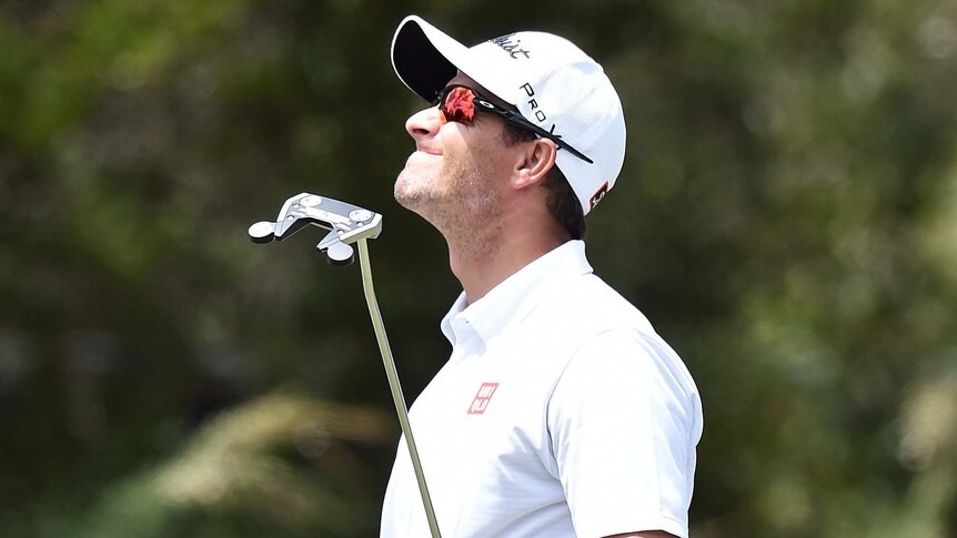 Adam Scott looks on after Australian Masters struggle