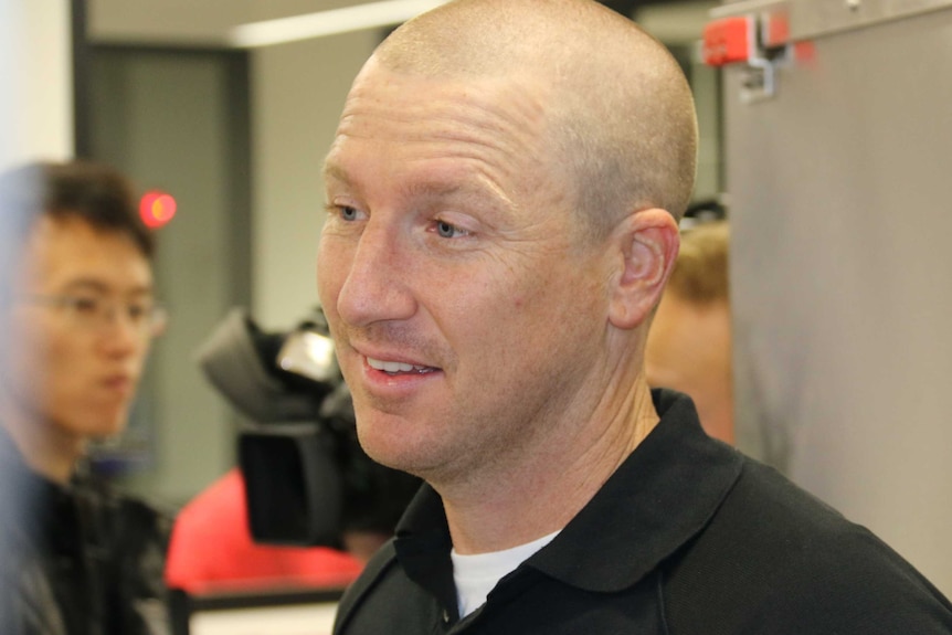 Australian cricket player Brad Haddin being interviewed on 8 May 2015.