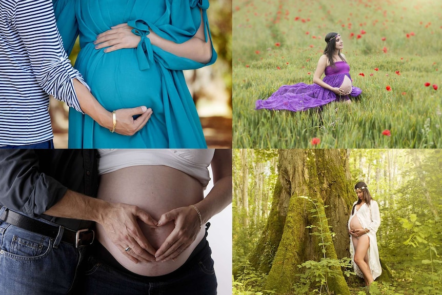 Four stock images of pregnant women