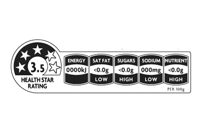 An example of the health star rating device, showing a star rating out of five.
