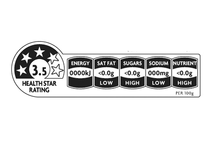 An example of the health star rating device, showing a star rating out of five.