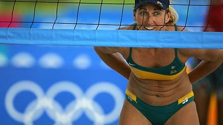Australian beach volleyball player Kerri Pottharst prepares for the Olympic Games.