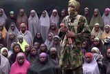 A still from a Boko Haram video purportedly showing the kidnapped Chibok girls.