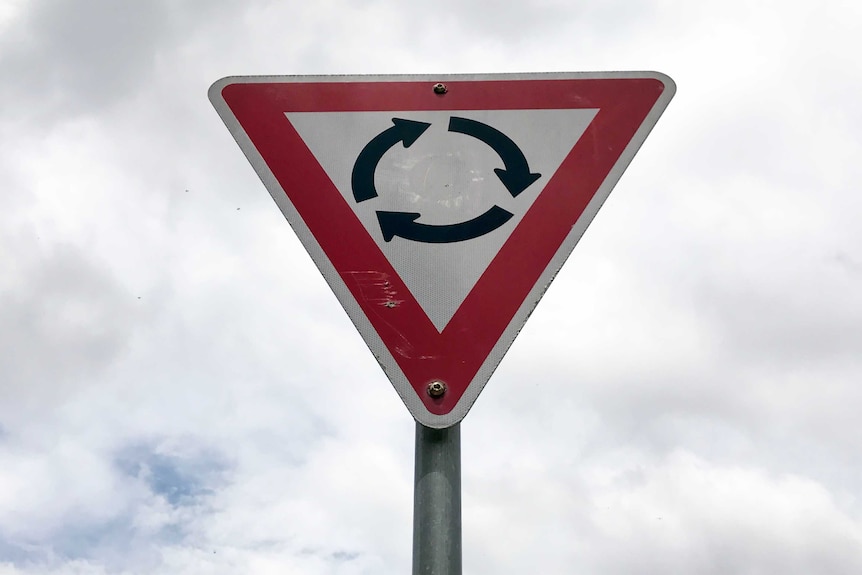 Roundabout sign in Canberra.