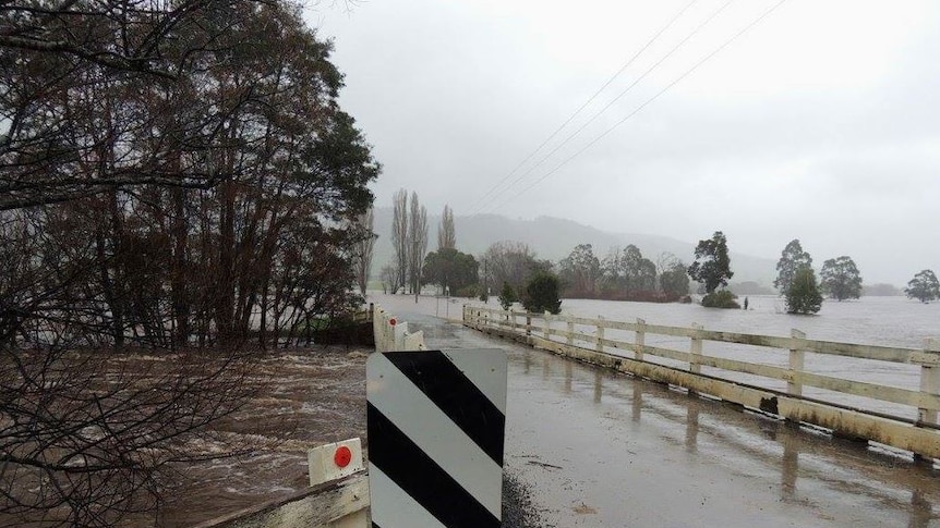 Gunns Plains in Tasmania underwater after recent flooding.