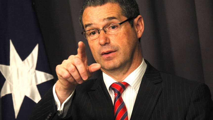 Stephen Conroy announces an independent inquiry into the Australian media in Canberra, on Wednesday