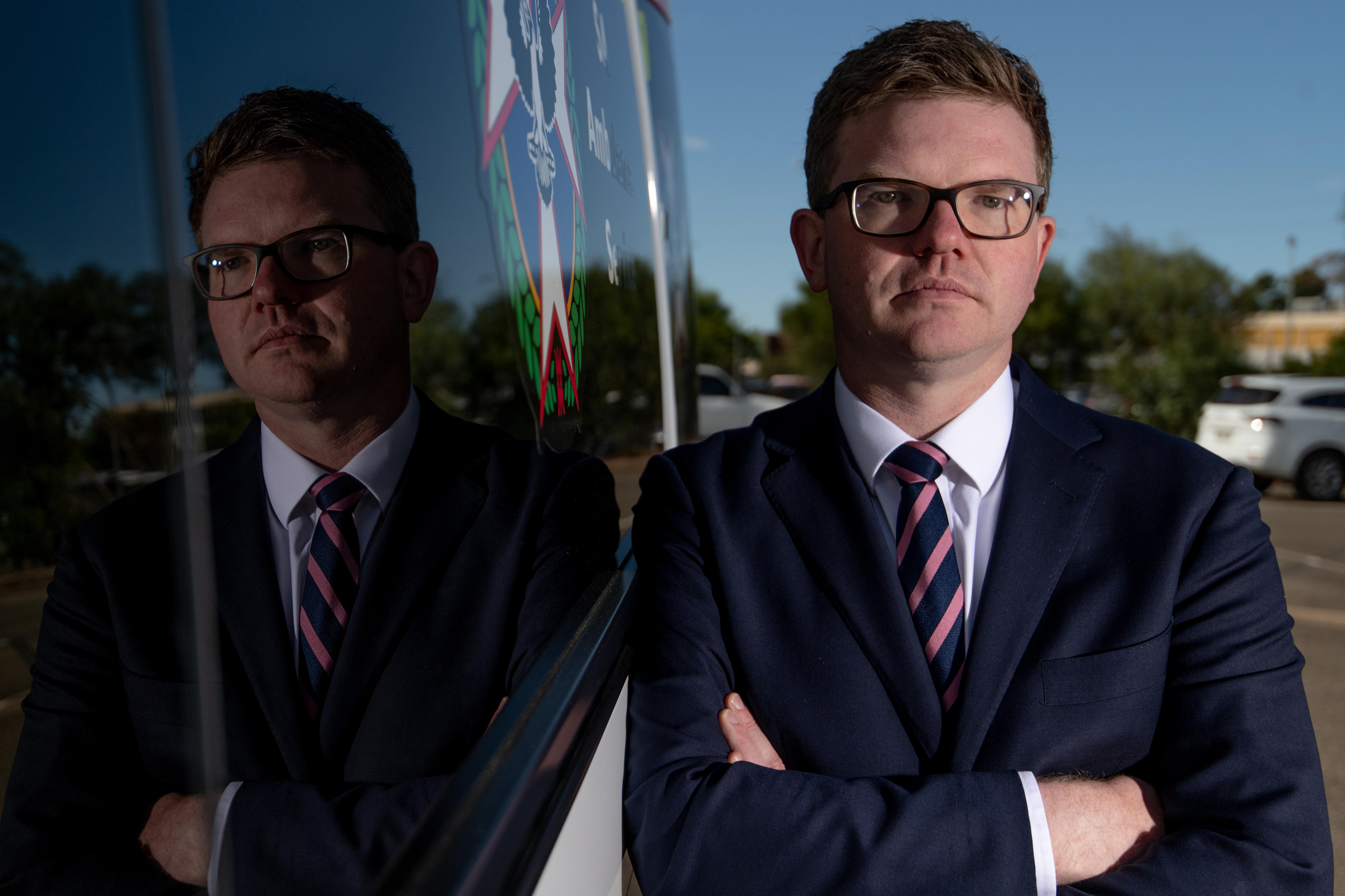 Health Minister Chris Picton at the site of Adelaide CBD Ambulance site.