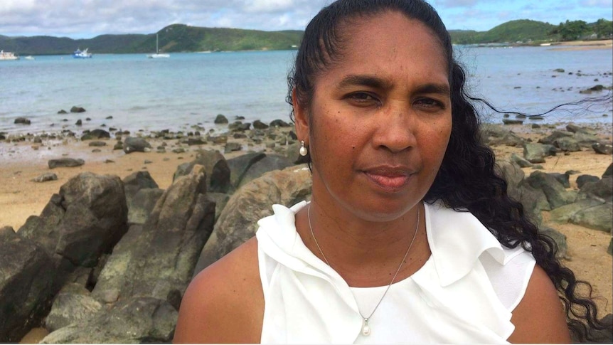 Torres Shire Council Mayor, Vonda Malone on the shore of Thursday Island