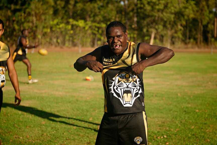 Dermott Wunungmurra during training with the Datjala Tigers.