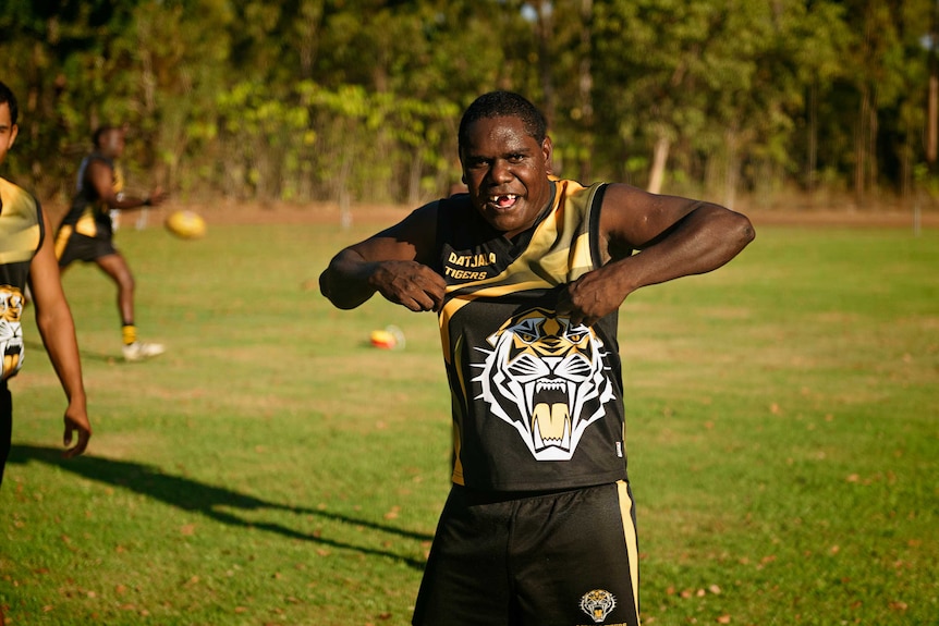 Dermott Wunungmurra during training with the Datjala Tigers.