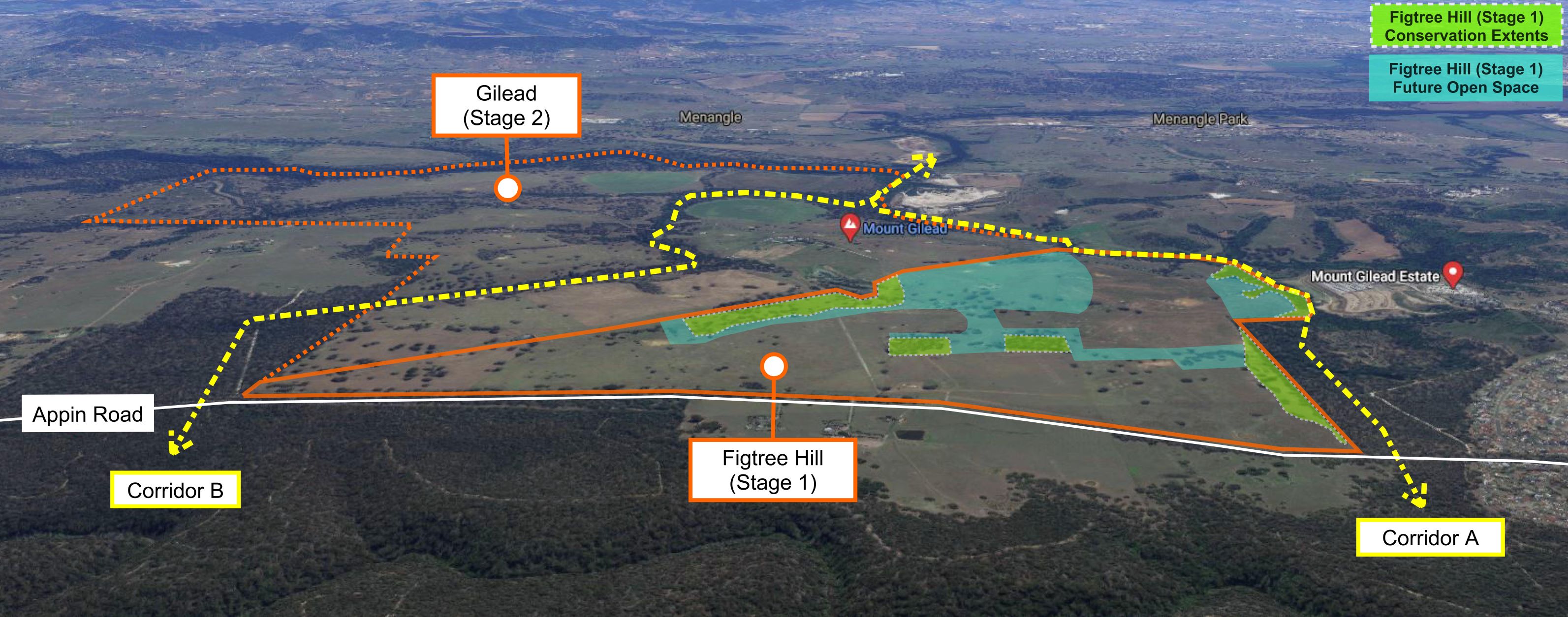 Koala migration routes around the Figtree Hill development at Gilead