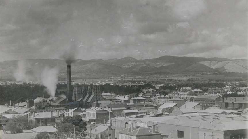 Grenfell Street Power Station surrounded by buildings.