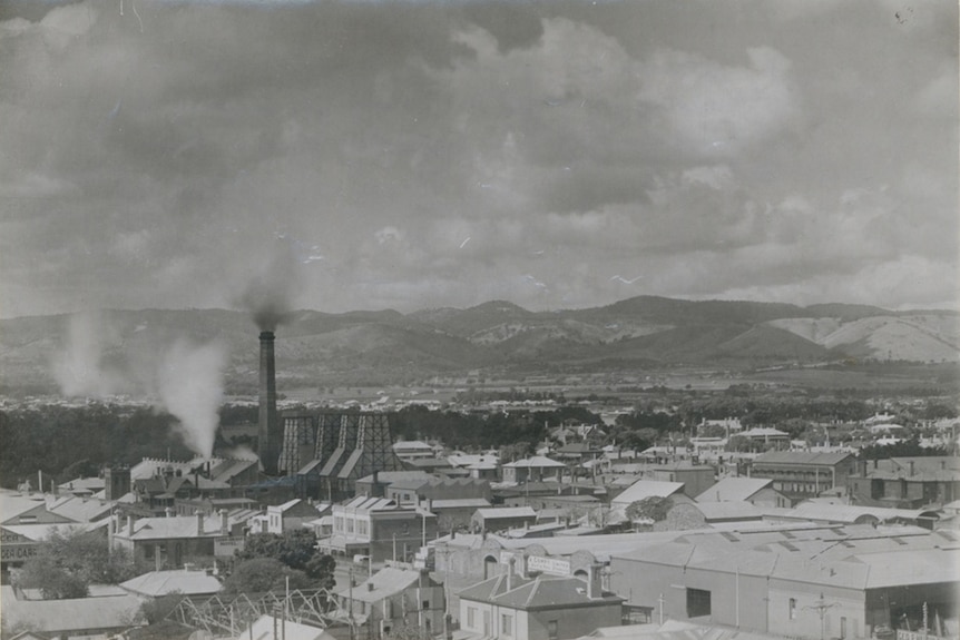 Grenfell Street Power Station surrounded by buildings.