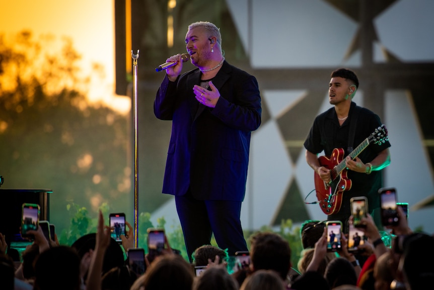 British singer Sam Smith performs on stage at d'Arenberg winery.