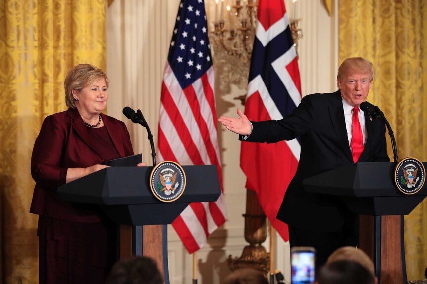 Norwegian Prime Minister Erna Solberg with Donald Trump