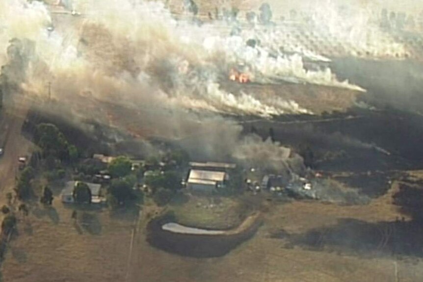 Heavy smoke coming from a grassfire in Melbourne's west.