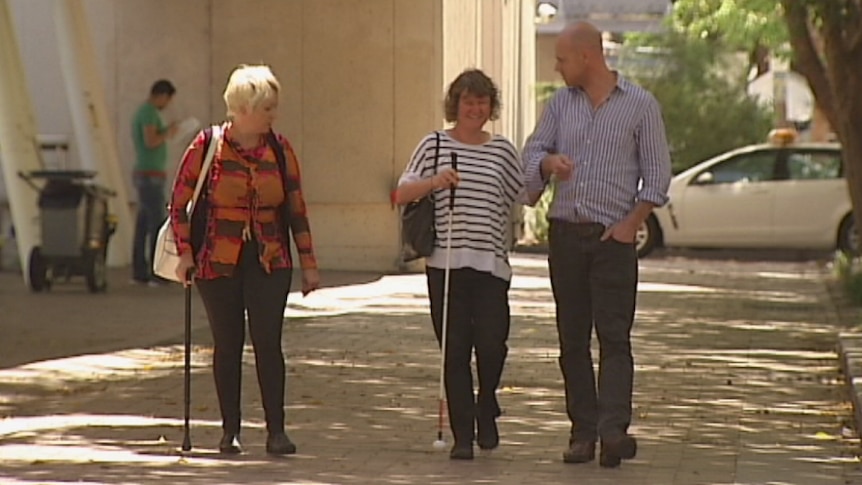 Stephanie Poleson, Gabi Ringger and Andrew Clegg, disabled students at TAFE