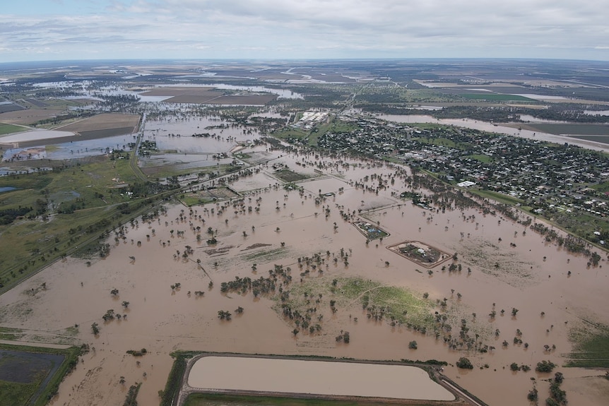 Brown floodwater across plains.