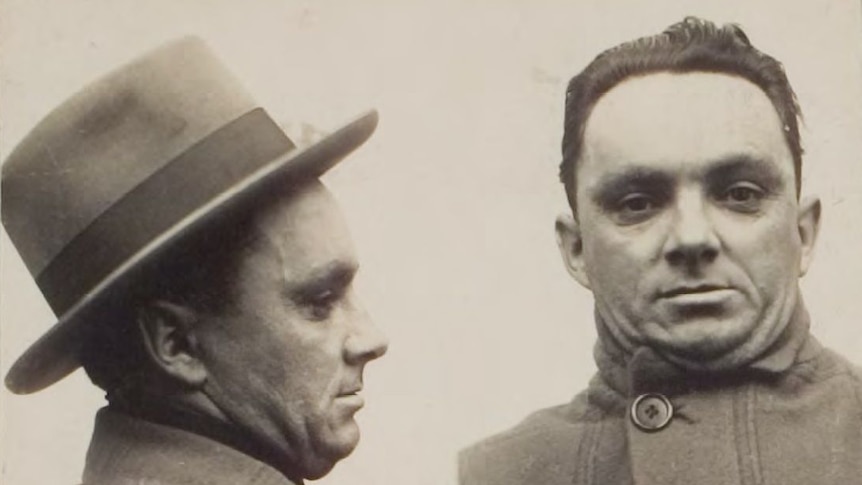 A mugshot of notorious Melbourne criminal, Squizzy Taylor.