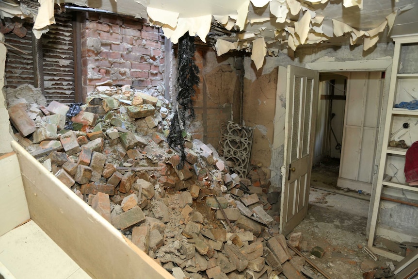 Damage inside Shaun Wylie's home
