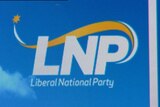 TV still of Qld LNP logo, Liberal National Party.