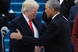 Donald Trump shakes hands with President Barack Obama before the 58th presidential inauguration