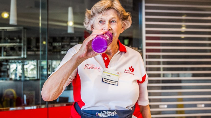 Joan Watson guides the walkers around the shopping centres each week.