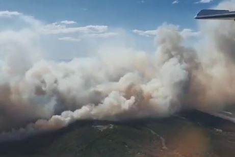 aerial view of a bushfire