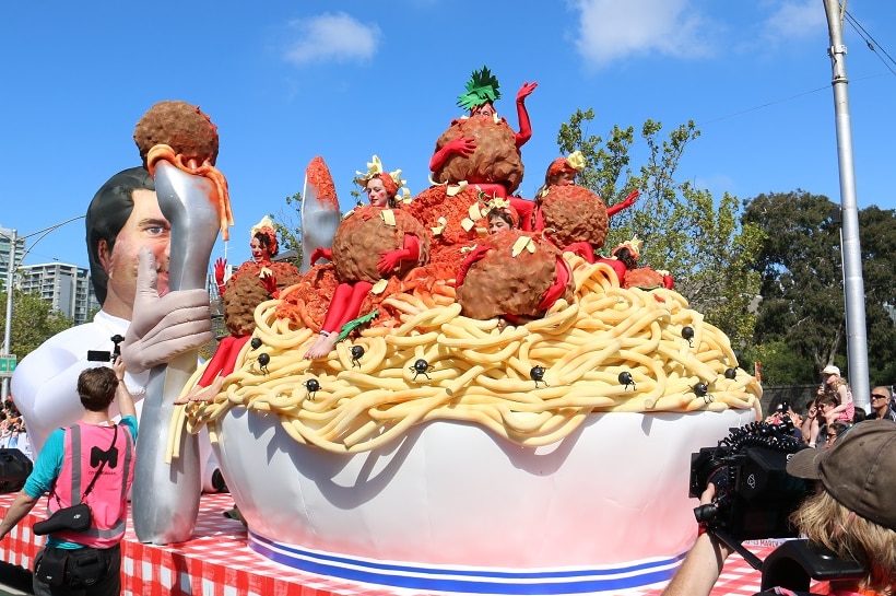 Spaghetti and meatballs Moomba float