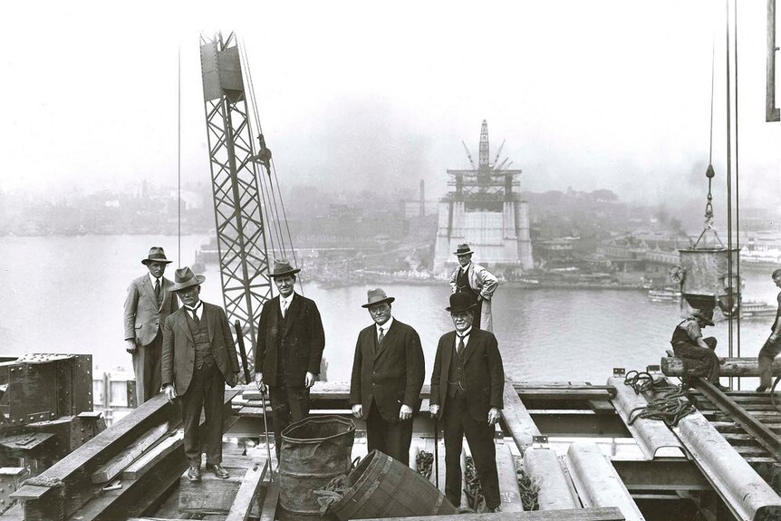 Inspecting the construction of the bridge