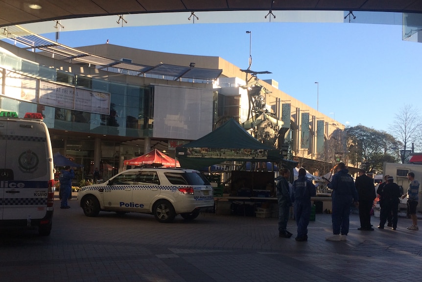 The site where a man was shot at a Hornsby shopping centre.