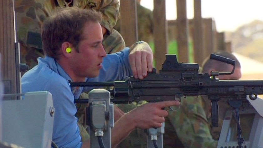 Prince William spends time with Australian soldiers at Holsworthy Army Barracks.