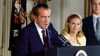 Richard Nixon says goodbye to the White House staff.
